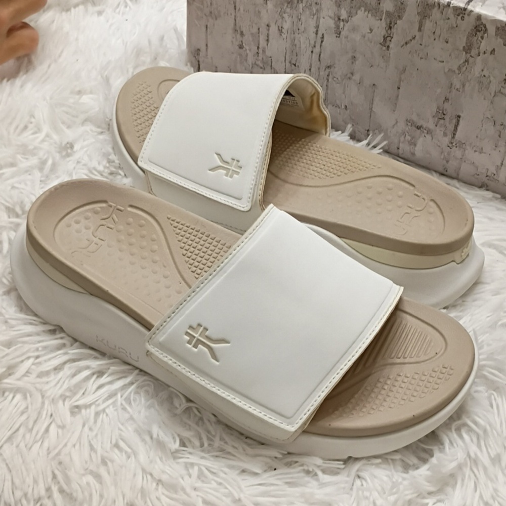 KURU Moment Cream Arch supportive premium recovery slide Sandals Arch Support - Picture 8 of 16